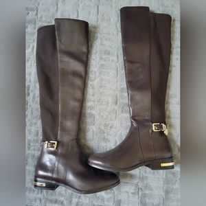 NWOT MICHAEL by Michael KORS Aileen BROWN Leather Elastic Back Tall Riding Boots